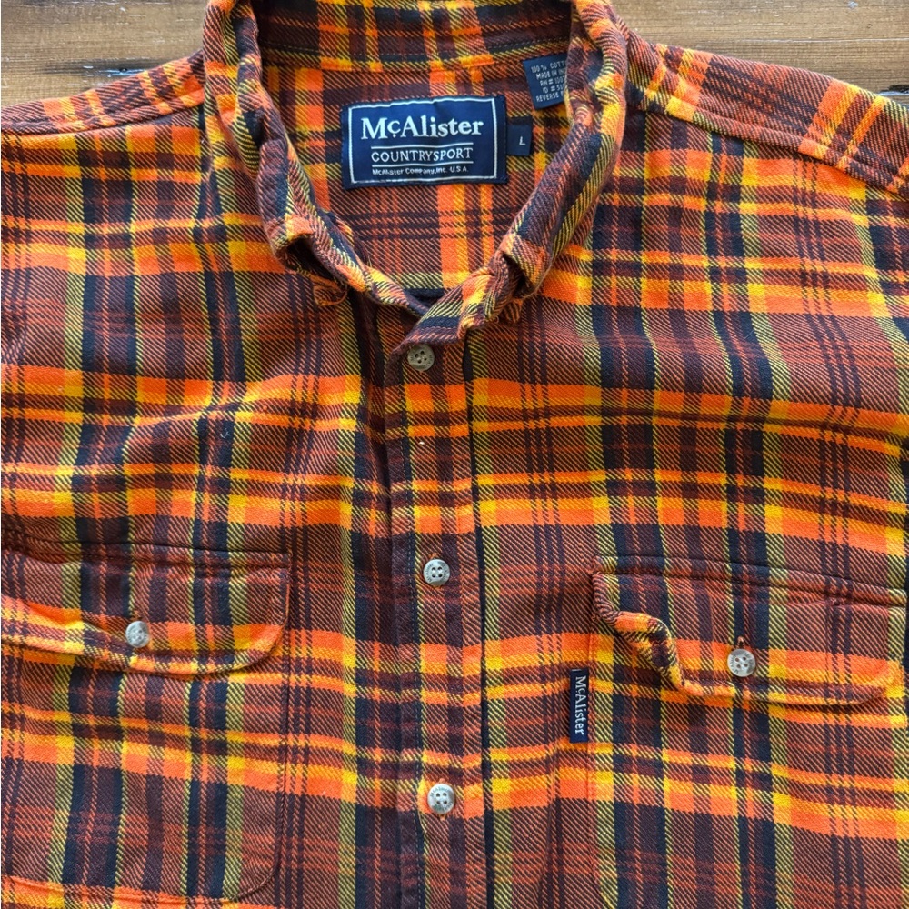 Men's Orange Plaid Shirt